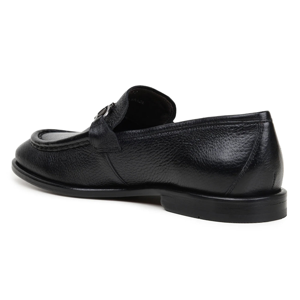 Belvedere - Emilio, genuine Italian deerskin loafers in black leather with silver-tone metal bit hardware.