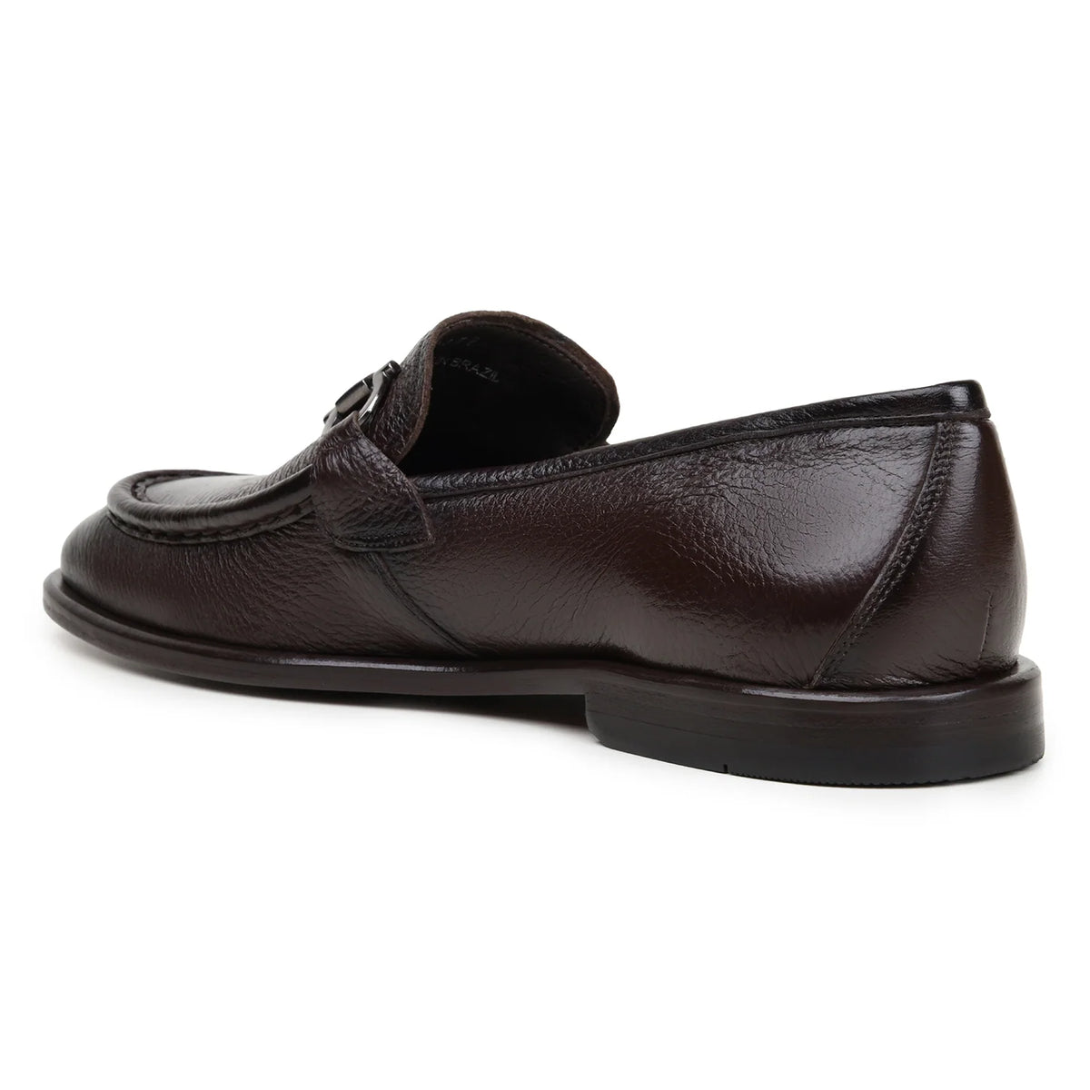 Belvedere - Emilio, Genuine Italian Deerskin Upper Dress Shoe in brown, featuring a textured finish and silver-tone metal ornament on the vamps.