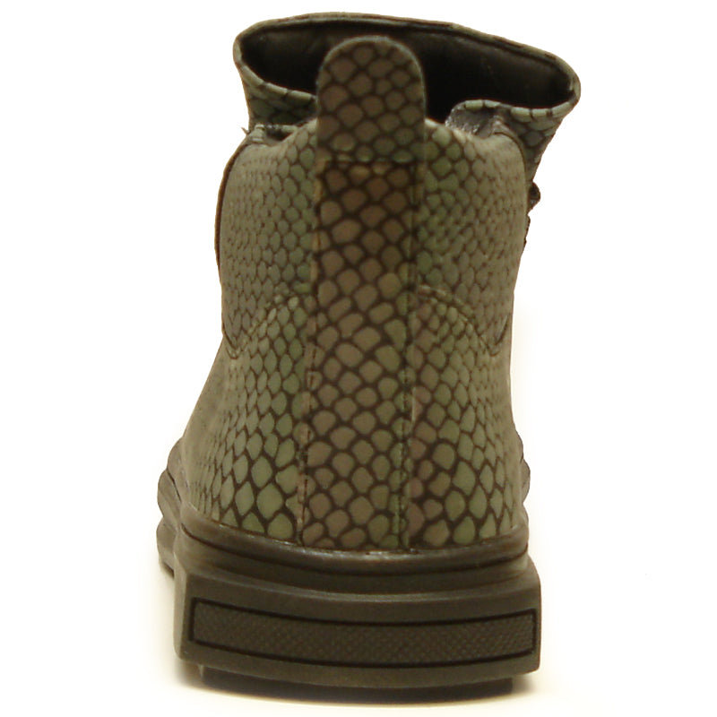 The FI-2252 Black Multi Color Print Casual High Top Sneaker Boot Encore by Fiesso features a striking reptile-inspired pattern, black sole and laces, and is crafted from quality vegan leather—an eye-catching choice for men’s fashion.