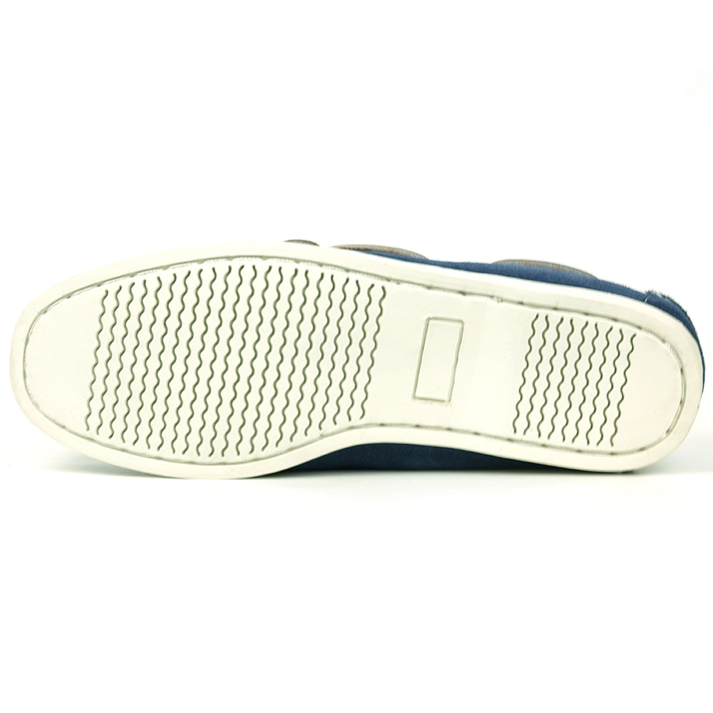 The FI-6512-S Navy Burgundy suede lace-up boat shoes by Fiesso feature white stitching, brown leather laces, and a white rubber sole—perfect for elevating men’s style with classic Fiesso flair.