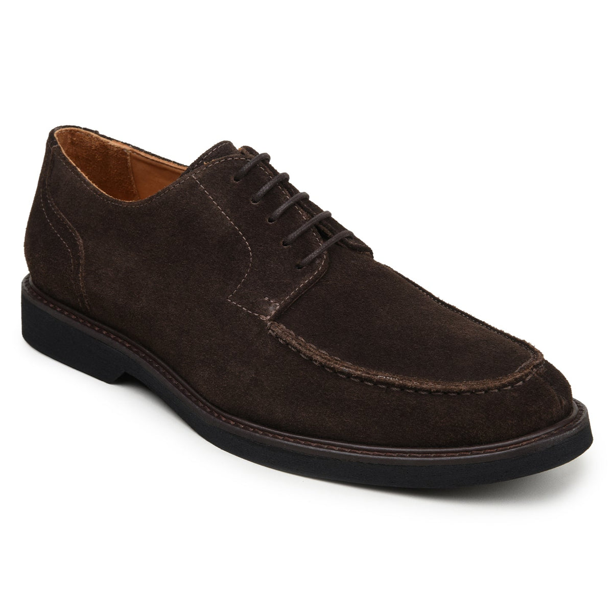 Belvedere - Franco, Suede Leather Upper Shoes in dark brown with a split-toe derby design and a thick black rubber sole.