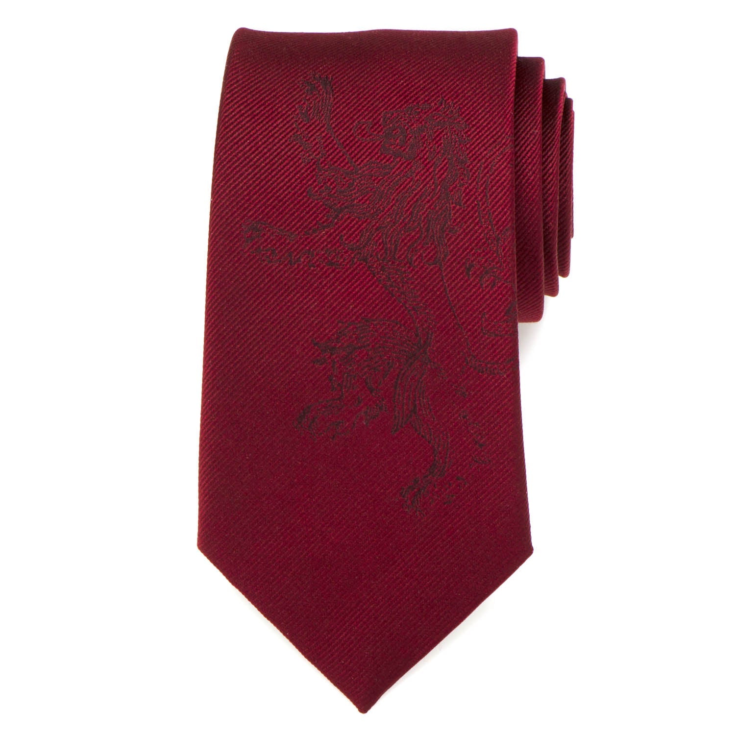 The Game of Thrones Lannister Lion Red Men's Tie by Cufflinks.com features a subtle embroidered lion, making it a sophisticated choice for fans.