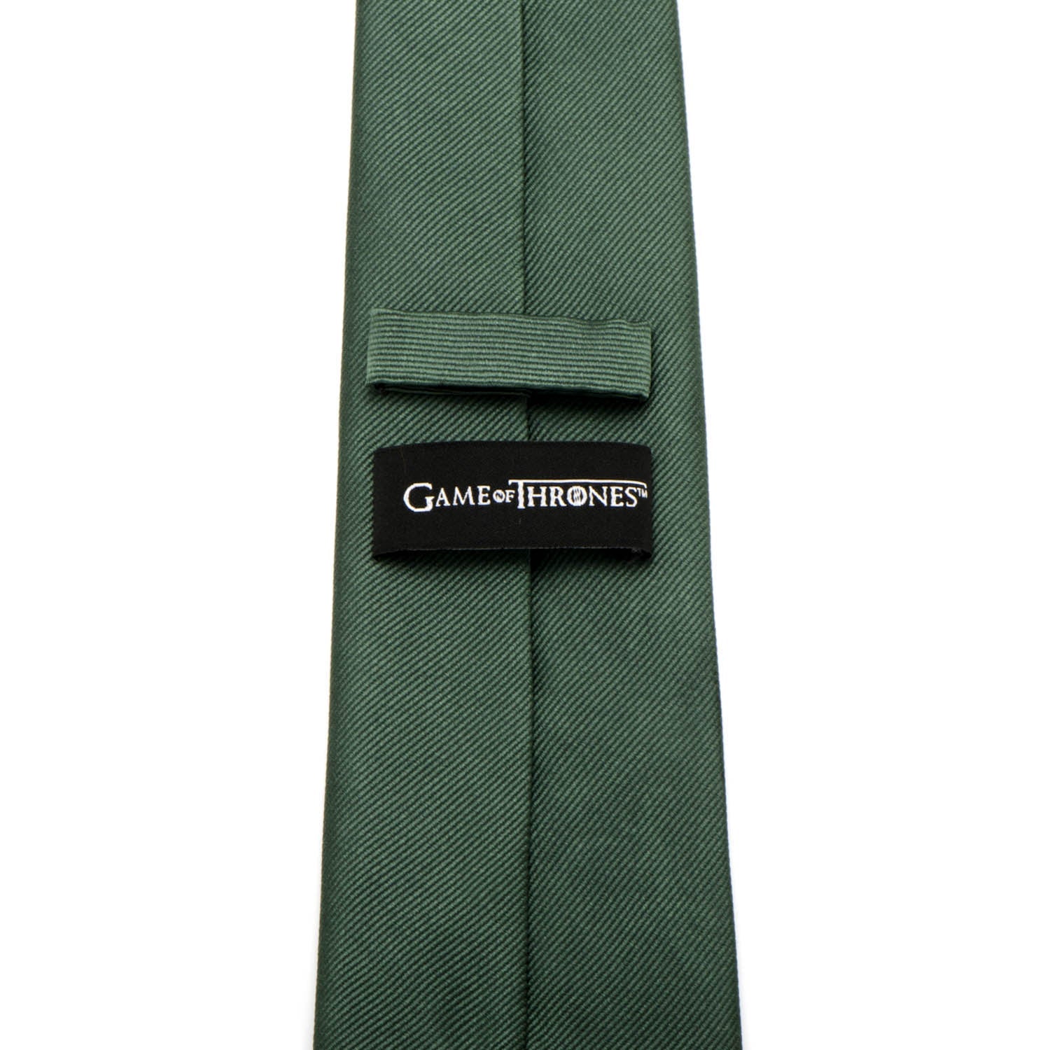 The Game of Thrones Stark Direwolf Green Men's Tie by Cufflinks.com features an embroidered direwolf, making it a stylish accessory for any House Stark fan.