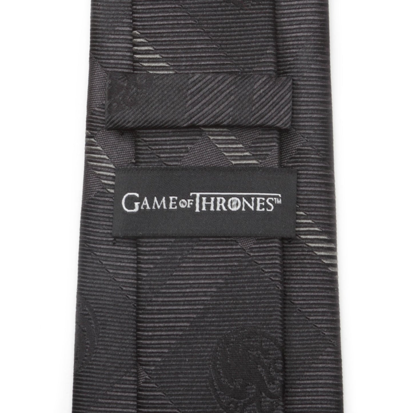 The Game of Thrones Targaryen Dragon Black Plaid Silk Men's Tie by Cufflinks.com features a subtle plaid pattern and faint dragon emblems, making it a refined accessory inspired by House Targaryen.