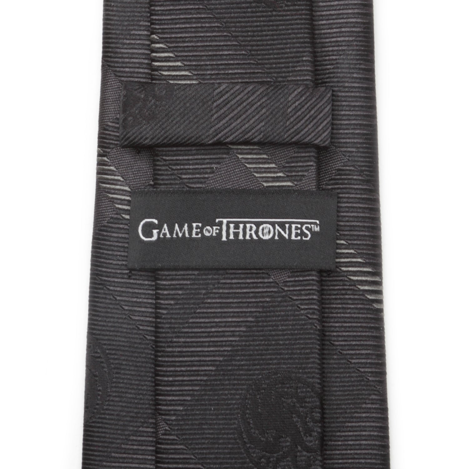 The Game of Thrones Targaryen Dragon Black Plaid Silk Men's Tie by Cufflinks.com features a subtle plaid pattern and faint dragon emblems, making it a refined accessory inspired by House Targaryen.