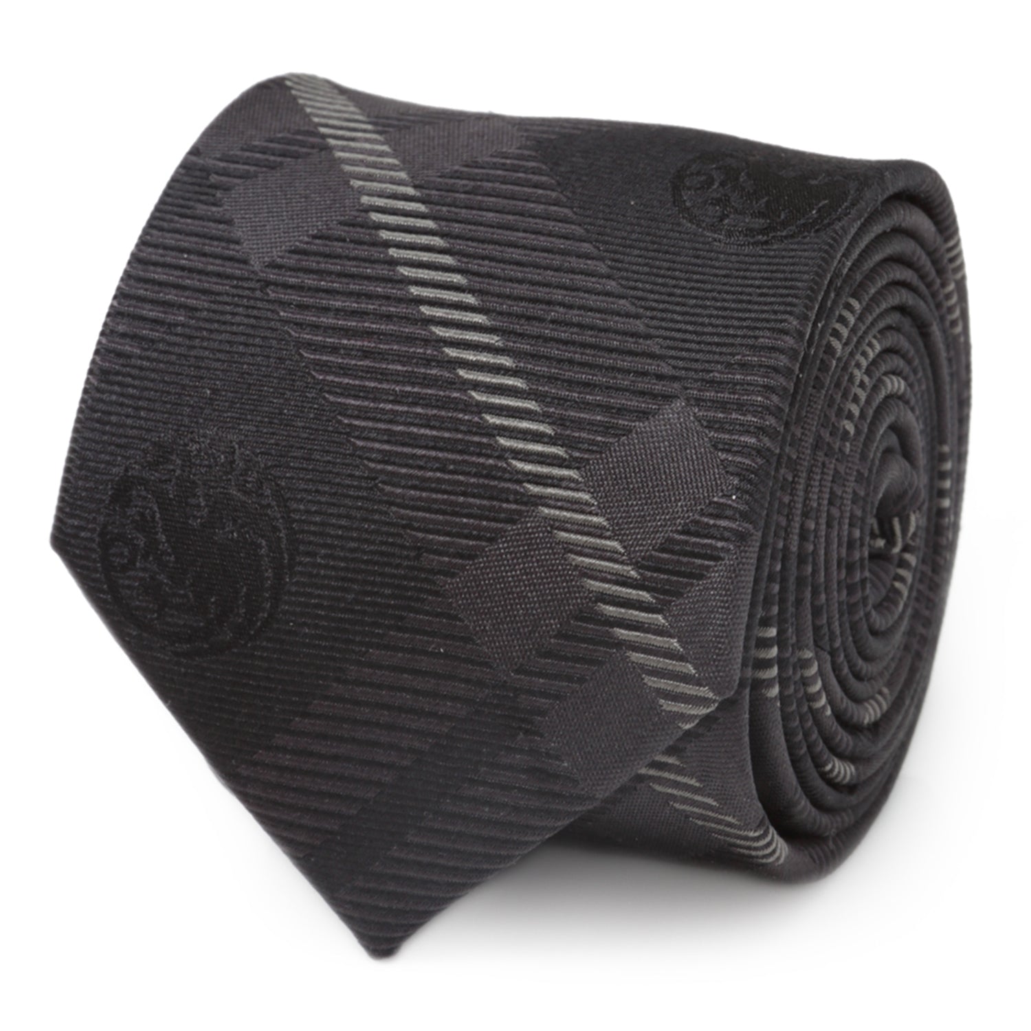 The Game of Thrones Targaryen Dragon Black Plaid Silk Men's Tie by Cufflinks.com features a subtle plaid pattern and faint dragon emblems, making it a refined accessory inspired by House Targaryen.