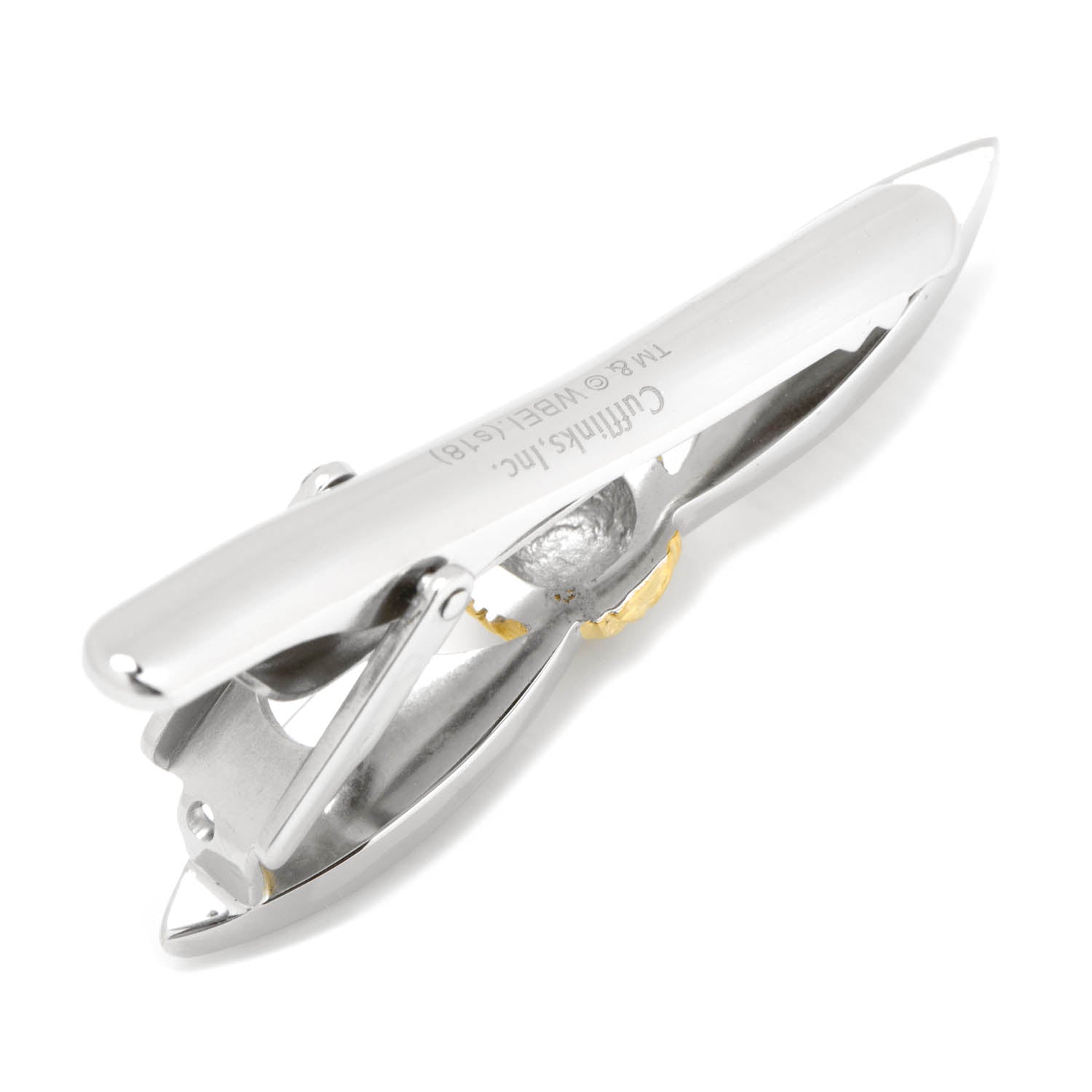 The Cufflinks.com Harry Potter Golden Snitch Tie Clip features a gold winged ball design, making it the perfect accessory for any Hogwarts or Quidditch fan.