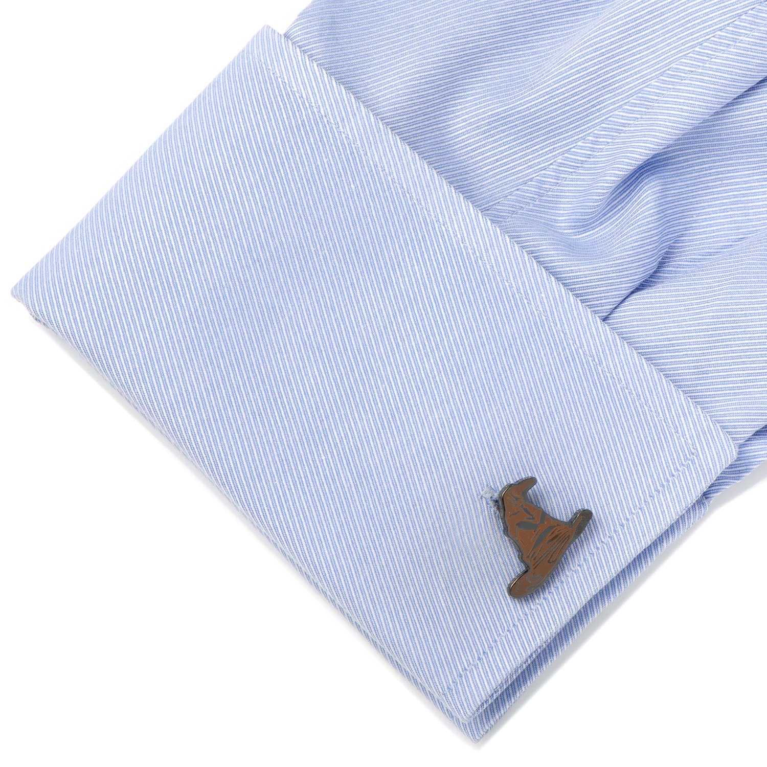 Harry Potter Sorting Hat Cufflinks by Cufflinks.com feature one cufflink with the iconic Sorting Hat design and the other with an "HP" logo on the back.