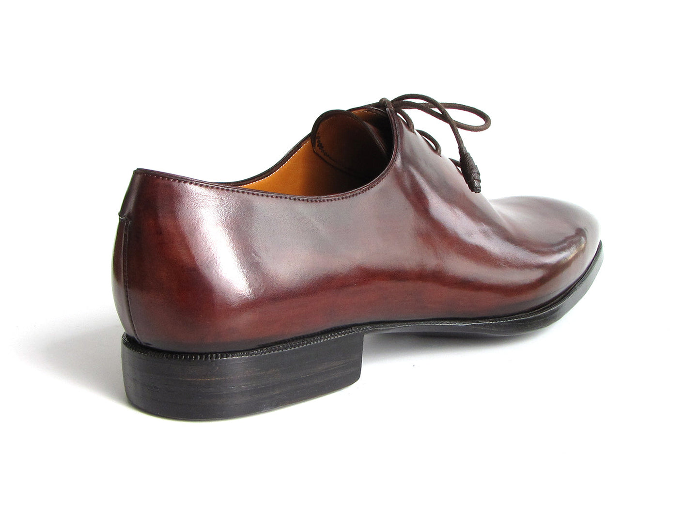 Paul Parkman Oxford Dress Shoes Brown & Bordeaux - 22T55: Polished handmade Oxfords by Paul Parkman, featuring laces, shown from side and top views.