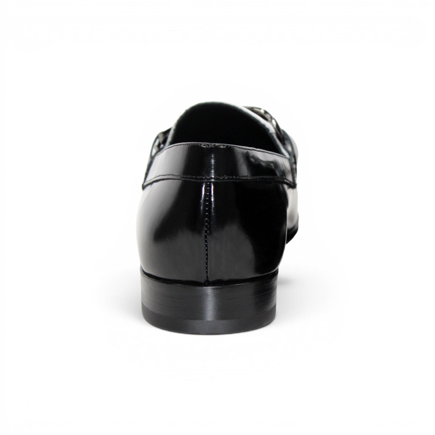 Emilio Franco M2 Black/White loafer, an Italian-crafted leather shoe featuring a decorative metal bit, is shown in profile on a white background.