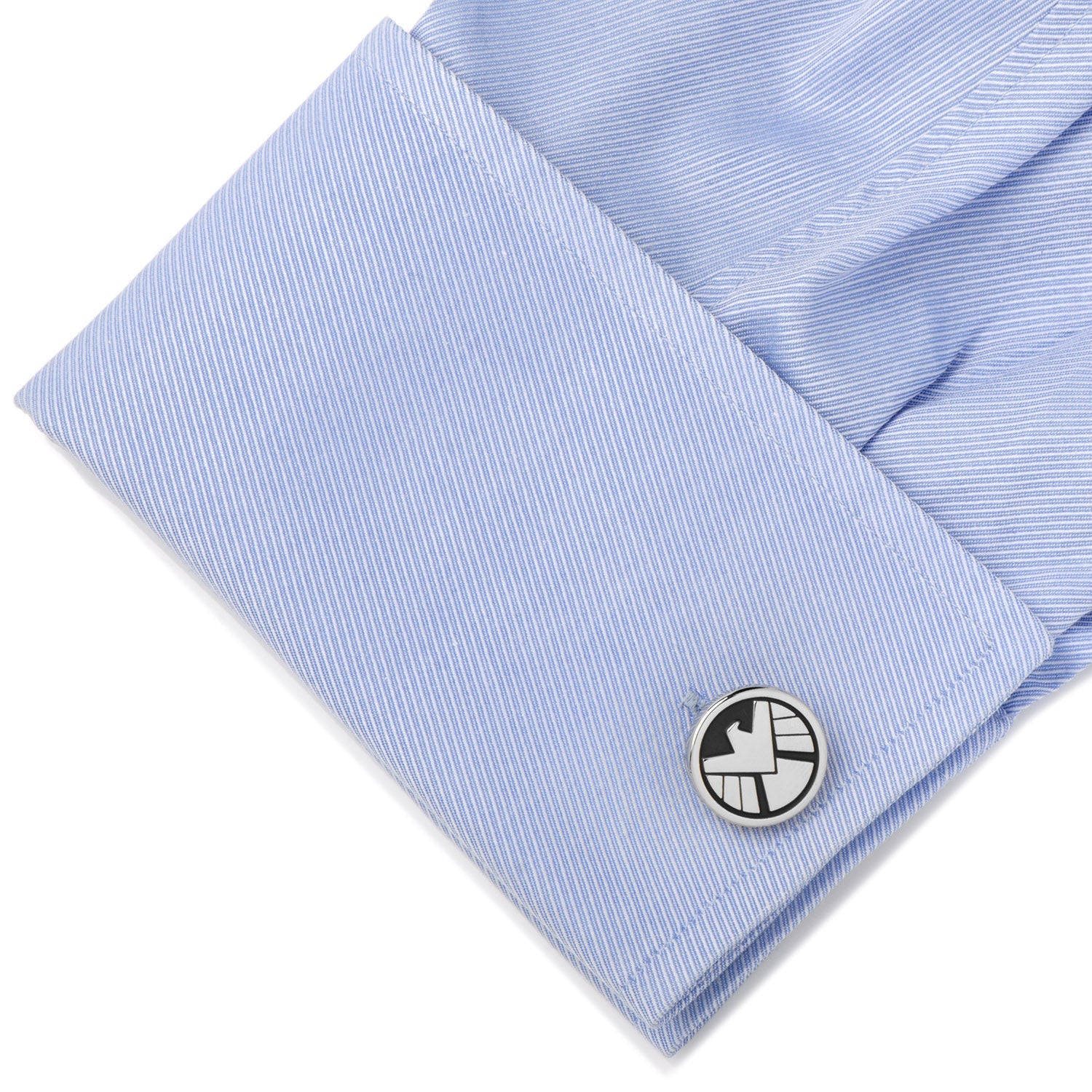 Show your fandom with Marvel Agents of S.H.I.E.L.D. Cufflinks by Cufflinks.com—featuring the S.H.I.E.L.D. logo in black and white, plus the Marvel logo on the back—for a stylish finishing touch to your look.