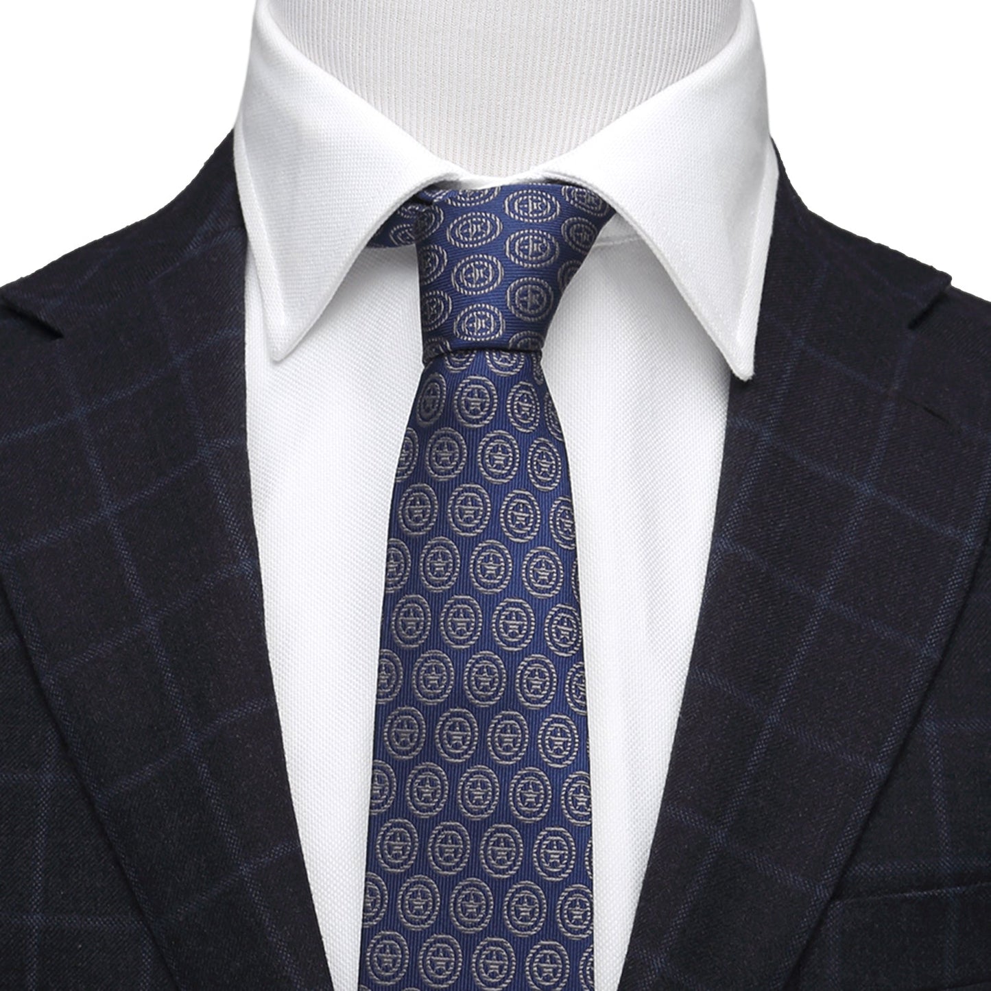 The Marvel Captain America Shield Blue Men's Tie by Cufflinks.com is a blue silk tie featuring a repeating shield pattern inspired by Captain America.