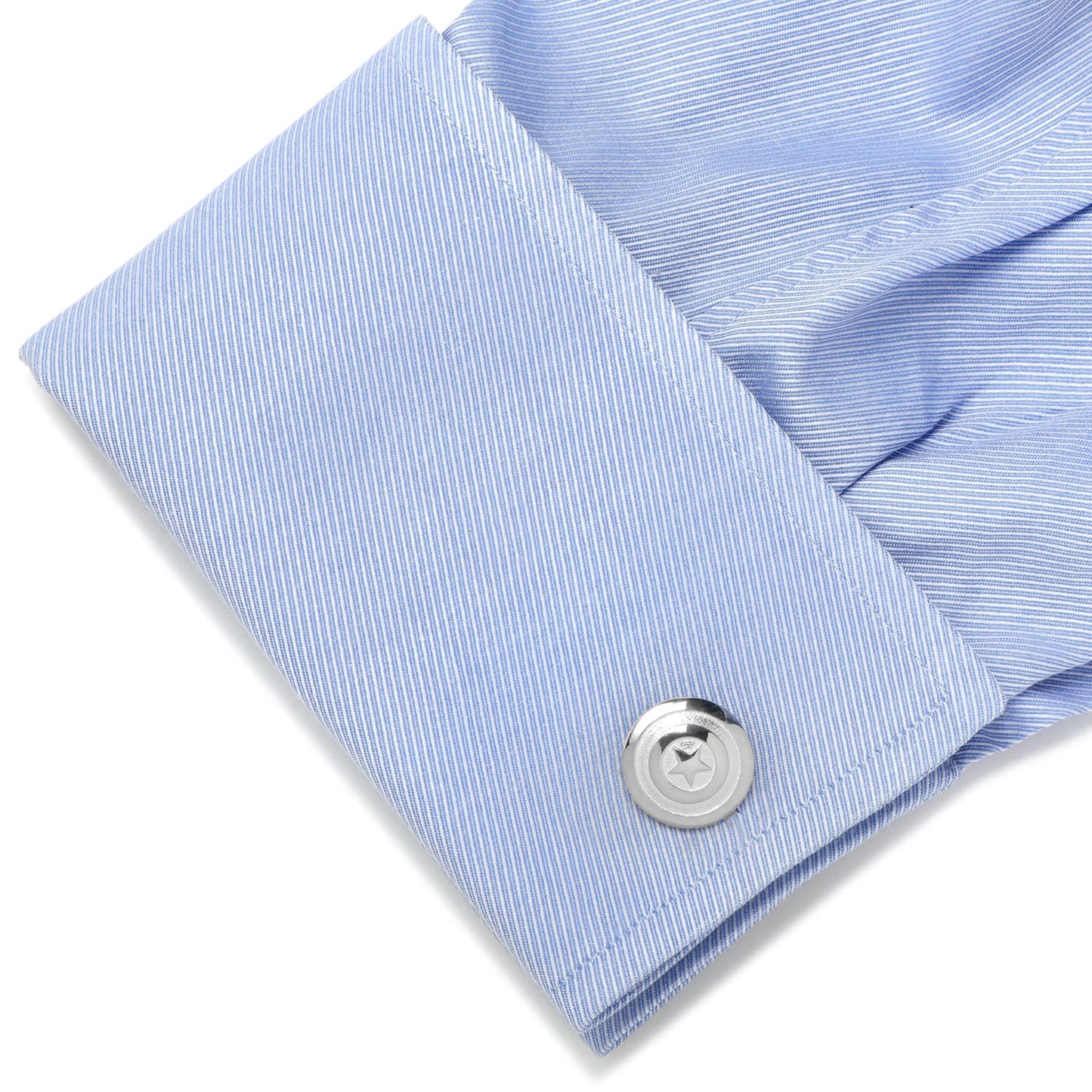 Marvel Captain America Shield Sterling Silver 3D Cufflinks by Cufflinks.com feature the iconic shield design in polished silver.