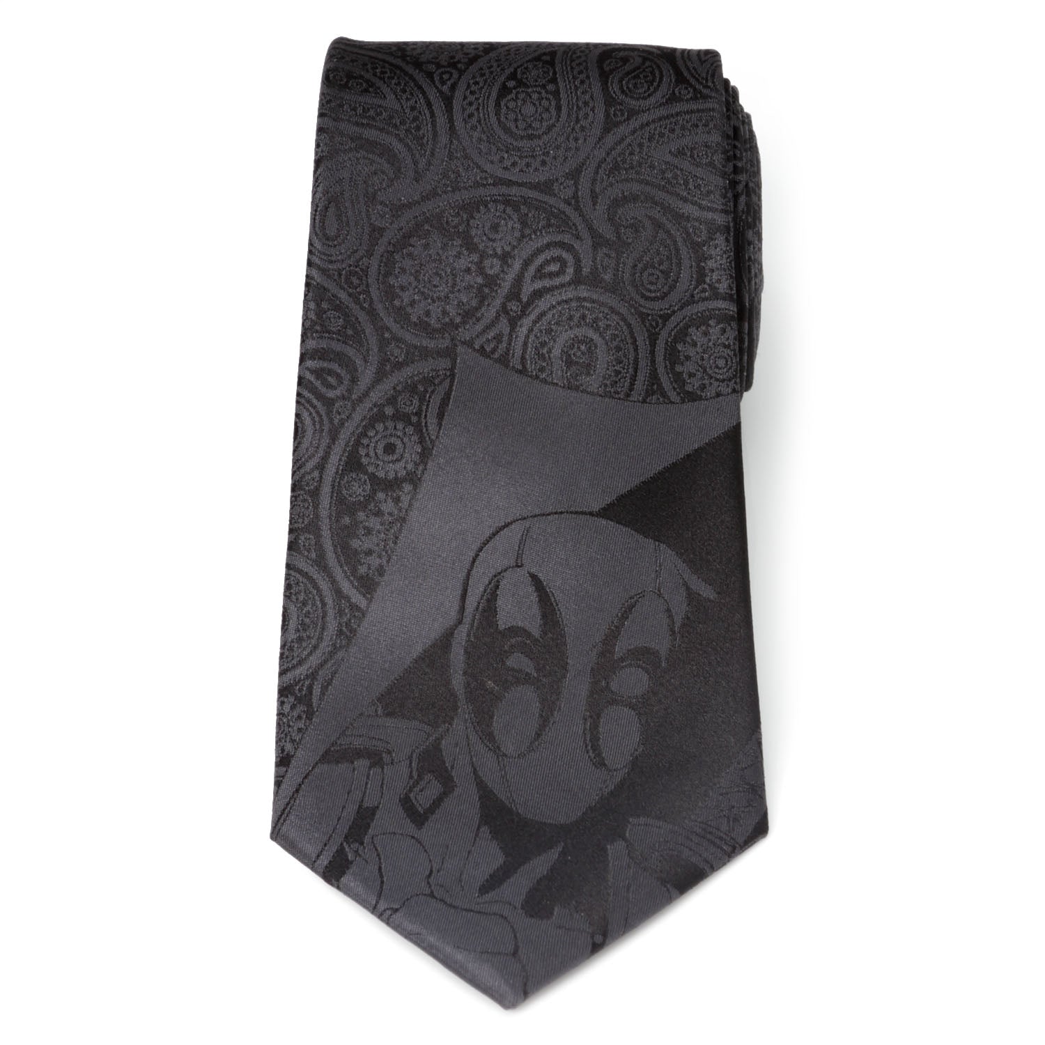 The Marvel Deadpool Hidden Paisley Black Silk Men's Tie by Cufflinks.com features a subtle masked Deadpool pattern, making it a sophisticated accessory for any fan.