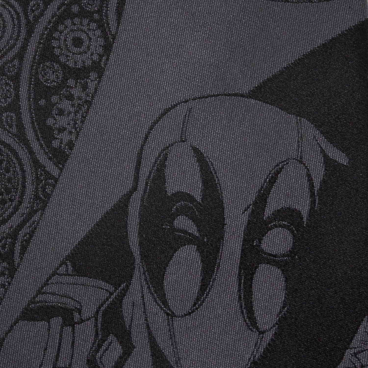 The Marvel Deadpool Hidden Paisley Black Silk Men's Tie by Cufflinks.com features a subtle masked Deadpool pattern, making it a sophisticated accessory for any fan.