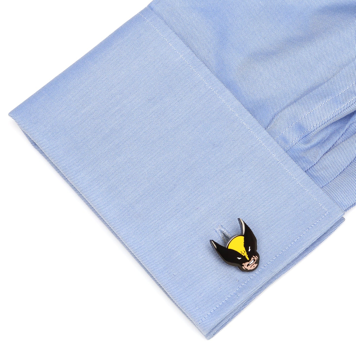Marvel X-Men Wolverine Cufflinks by Cufflinks.com showcase the iconic masked face in black, yellow, and white enamel—ideal for superhero fans.