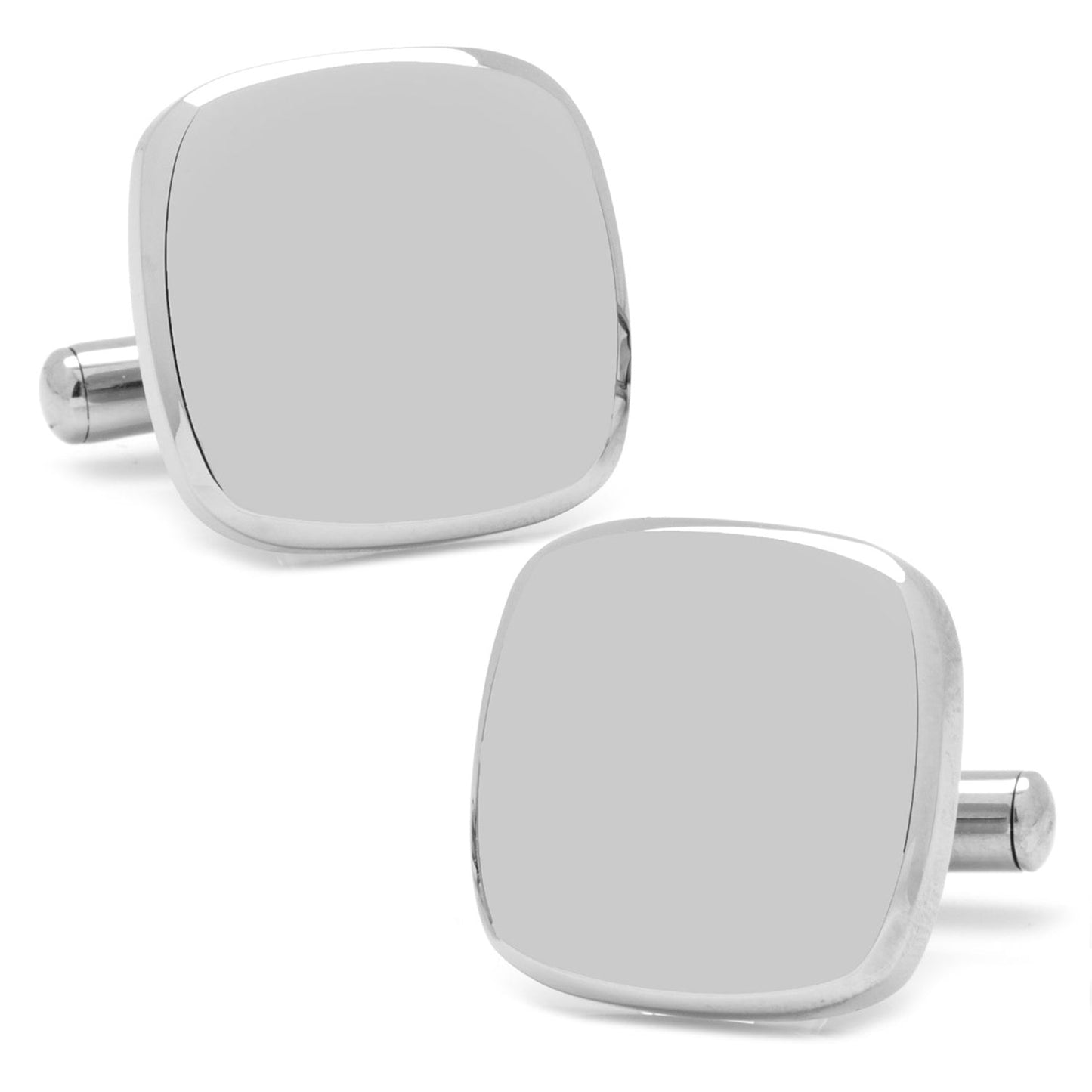 Cufflinks.com's Stainless Steel Soft Square Engravable Cufflinks feature the initials "CMR" elegantly engraved on each, adding a personalized touch.