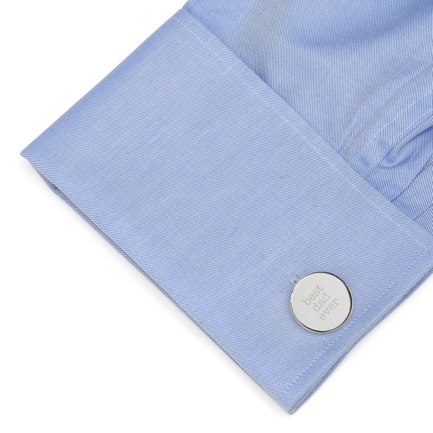 The Best Dad Ever Engravable Cufflinks by Cufflinks.com feature one cufflink engraved with “best dad ever” and the other with “love, olivia, henry & grayson”—a meaningful gift he’ll cherish.