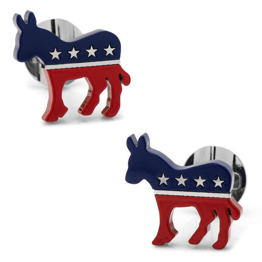 Show your political pride with Cufflinks.com’s Stainless Steel Democratic Donkey Cufflinks, featuring blue and red donkeys with white stars—a stylish tribute to the U.S. Democratic Party.