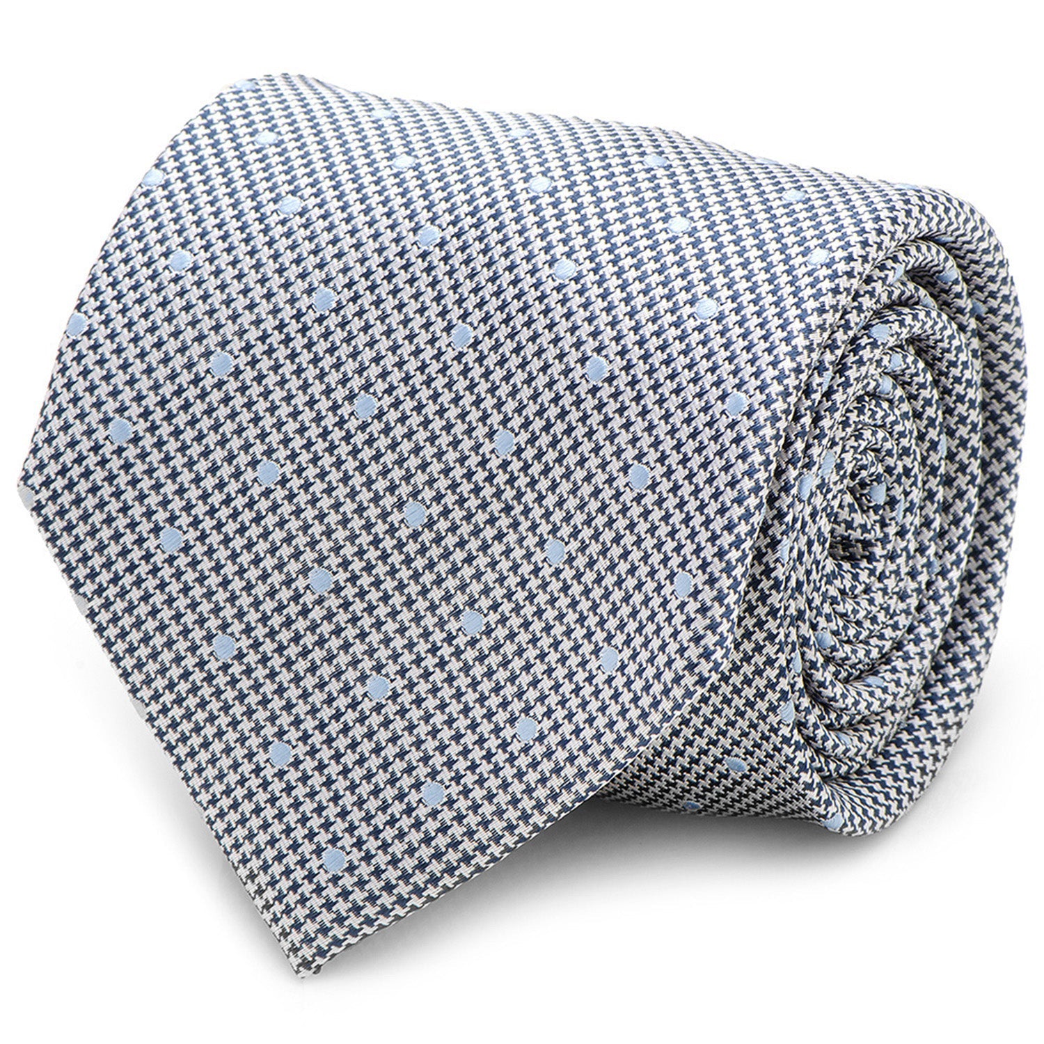 The Dotted Herringbone Gray Silk Tie by Cufflinks.com is a versatile silk tie featuring a stylish gray herringbone pattern with dotted accents, ideal for both formal and casual occasions.