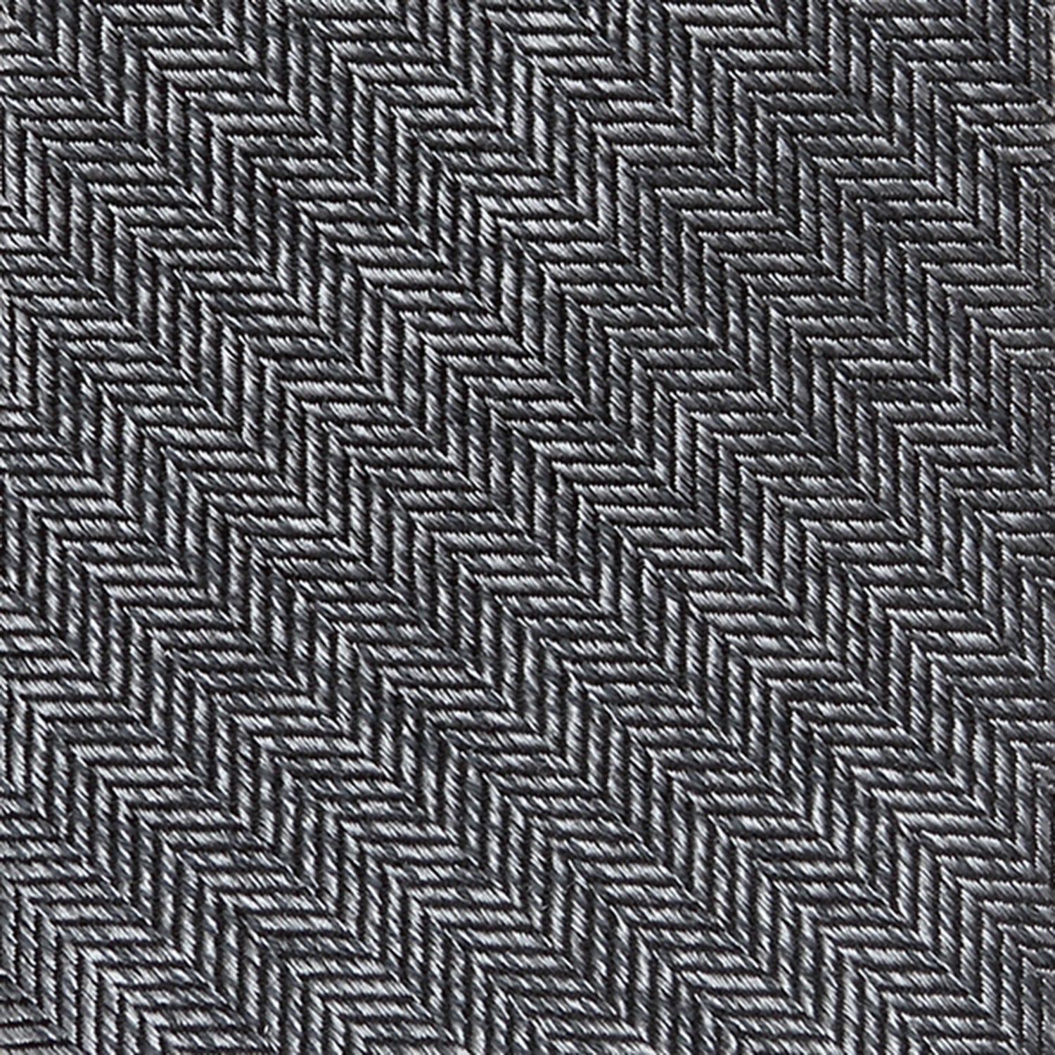 The Herringbone Men's Tie by Cufflinks.com features a rolled-up gray silk design with a classic herringbone stitch pattern on a white background.