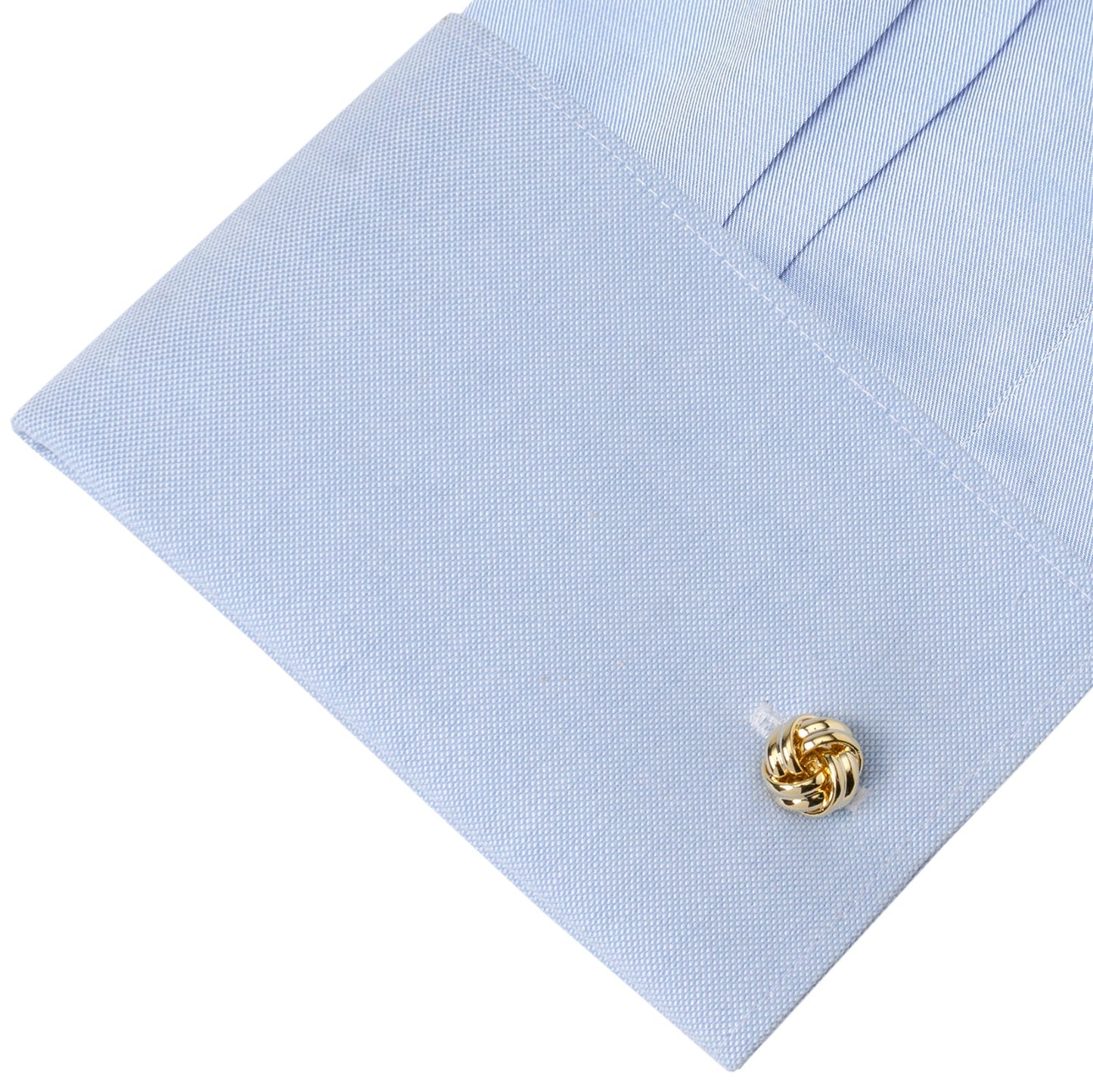 The Gold Knot 5-Stud Set by Cufflinks.com, arranged on a white background, offers matching gold knot cufflinks and tuxedo studs—ideal wedding accessories for a polished, timeless look.