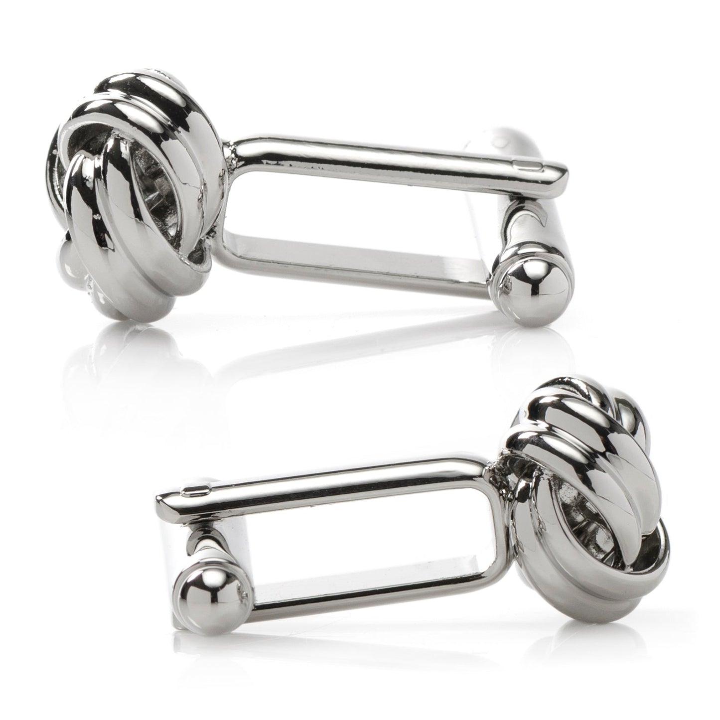 The Silver Knot Cufflinks by Cufflinks.com, displayed on a white background, are perfect for adding a refined touch to your French cuffs.