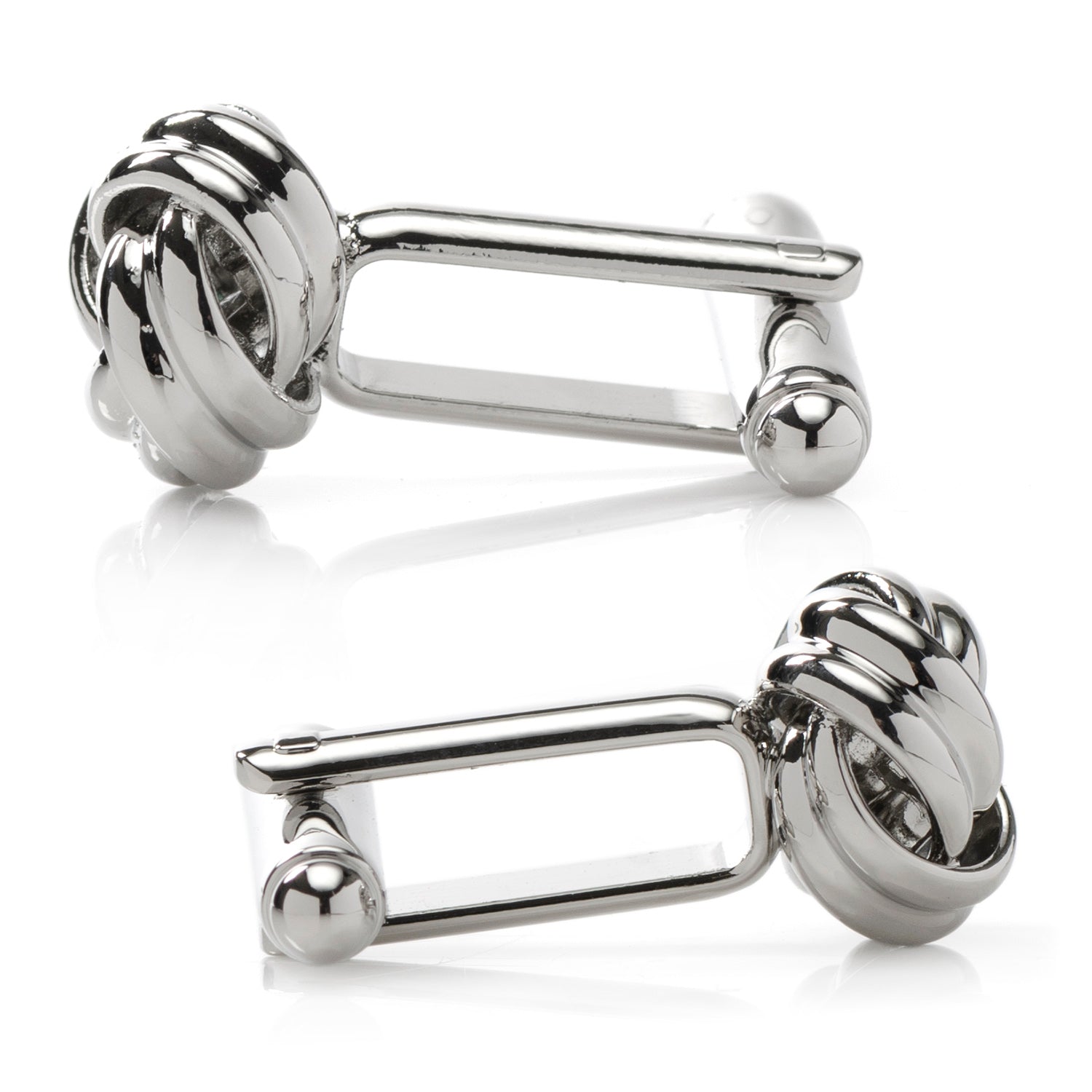 The Silver Knot Cufflinks by Cufflinks.com, displayed on a white background, are perfect for adding a refined touch to your French cuffs.