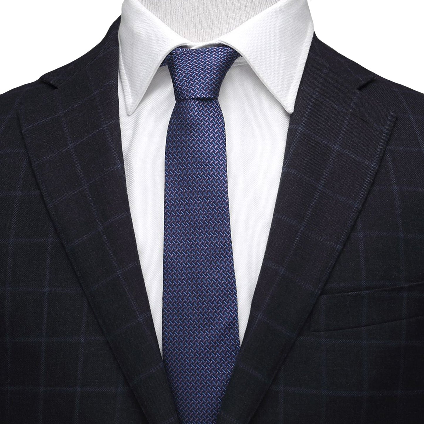 The Mitchell Tie by Cufflinks.com features an iridescent basketweave in blue and purple tones—crafted from 100% silk, it's the perfect modern addition to any men's tie collection.