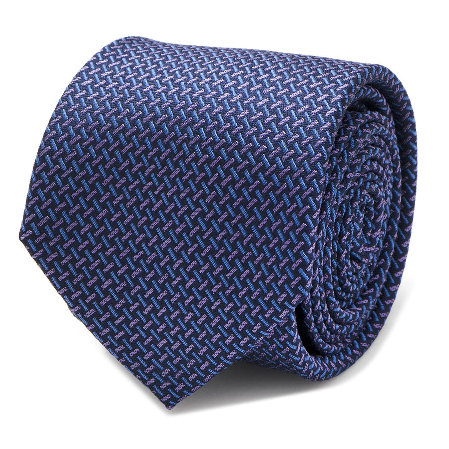 The Mitchell Tie by Cufflinks.com features an iridescent basketweave in blue and purple tones—crafted from 100% silk, it's the perfect modern addition to any men's tie collection.