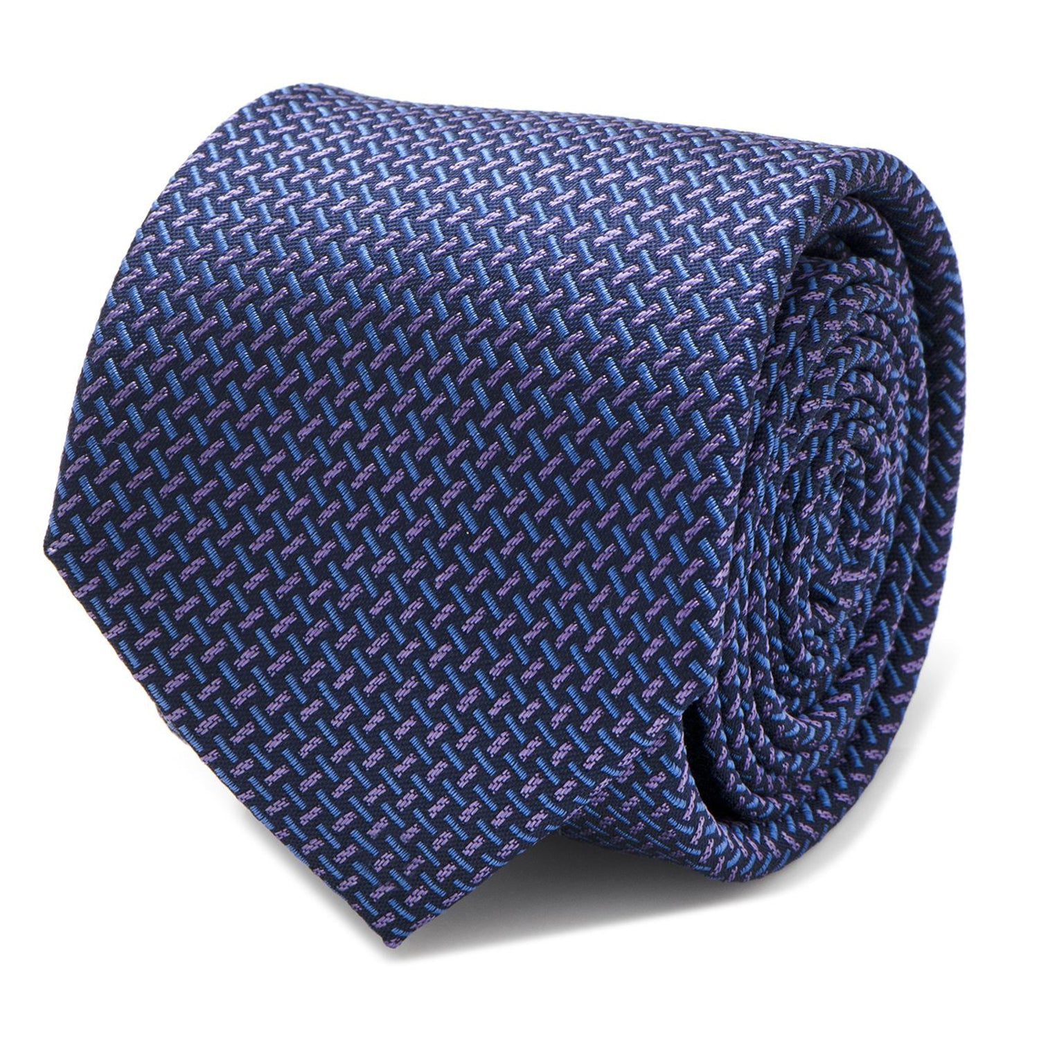 The Mitchell Tie by Cufflinks.com features an iridescent basketweave in blue and purple tones—crafted from 100% silk, it's the perfect modern addition to any men's tie collection.