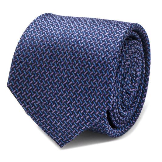 The Mitchell Tie by Cufflinks.com features an iridescent basketweave in blue and purple tones—crafted from 100% silk, it's the perfect modern addition to any men's tie collection.