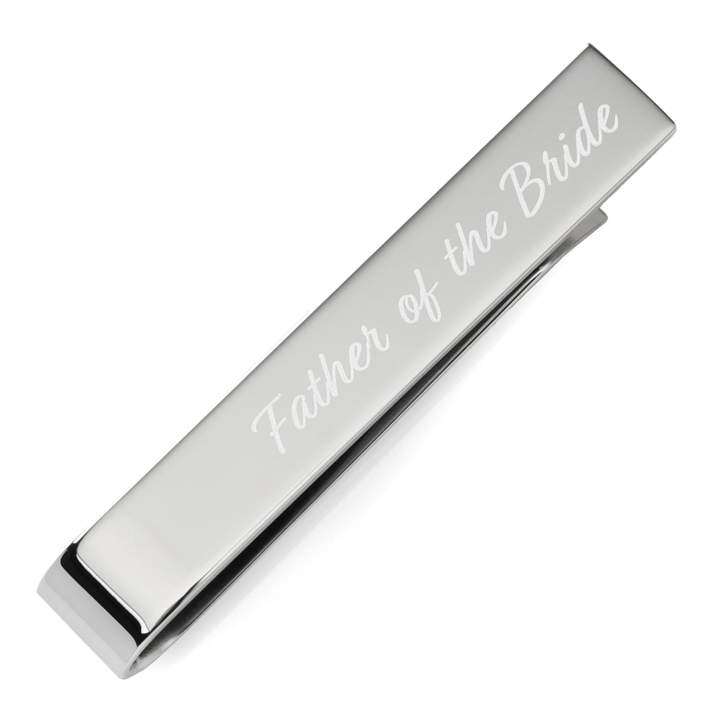 The Cufflinks.com Wedding Title Engravable Tie Bar, personalized with “Father of the Bride” and “March 15, 2025,” makes a thoughtful groomsmen gift or keepsake for your wedding day.