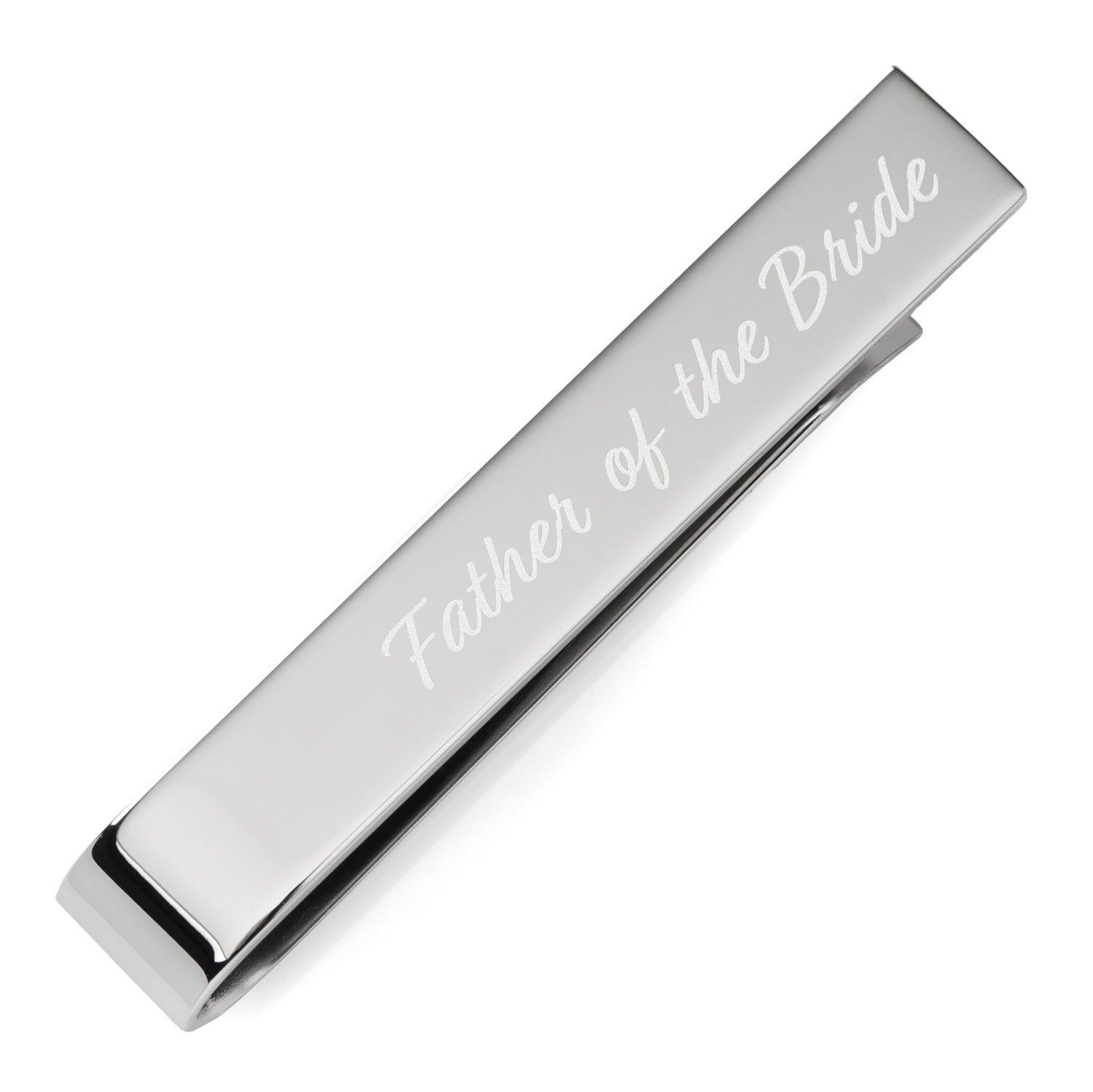 The Cufflinks.com Wedding Title Engravable Tie Bar, personalized with “Father of the Bride” and “March 15, 2025,” makes a thoughtful groomsmen gift or keepsake for your wedding day.