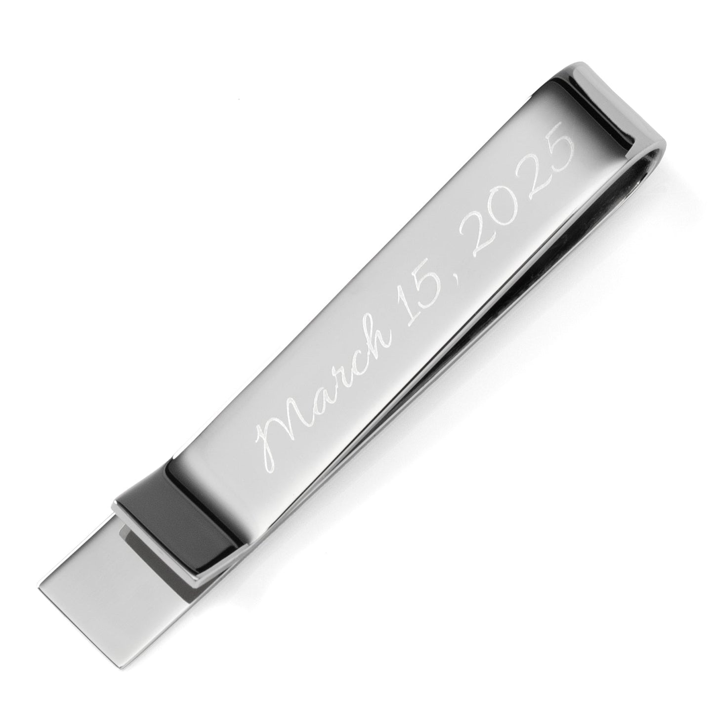 The Cufflinks.com Wedding Title Engravable Tie Bar, personalized with “Father of the Bride” and “March 15, 2025,” makes a thoughtful groomsmen gift or keepsake for your wedding day.