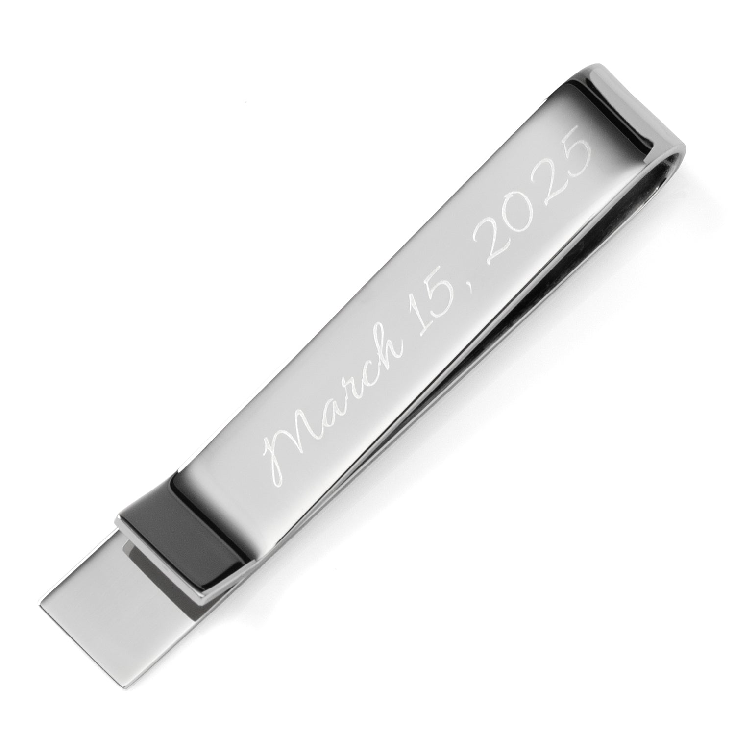 The Cufflinks.com Wedding Title Engravable Tie Bar, personalized with “Father of the Bride” and “March 15, 2025,” makes a thoughtful groomsmen gift or keepsake for your wedding day.