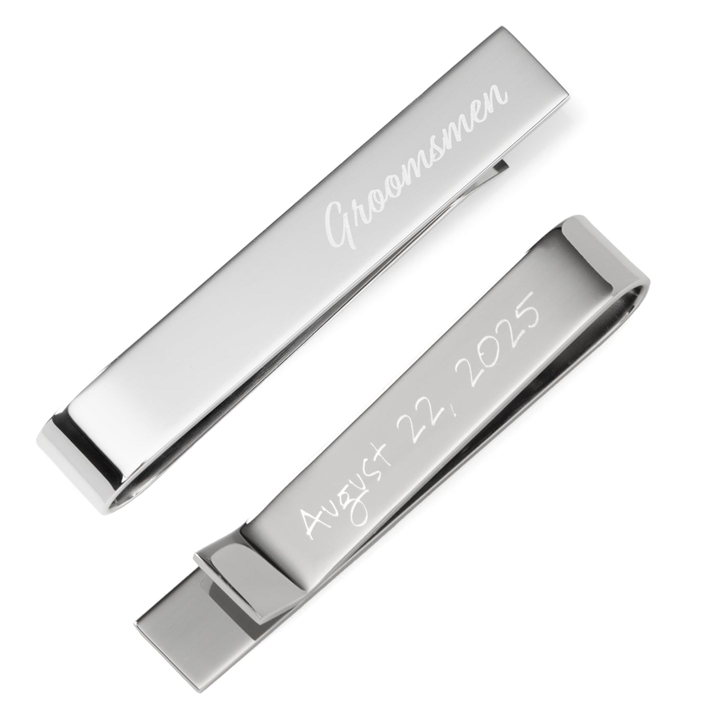 The Cufflinks.com Wedding Title Engravable Tie Bar, personalized with “Father of the Bride” and “March 15, 2025,” makes a thoughtful groomsmen gift or keepsake for your wedding day.