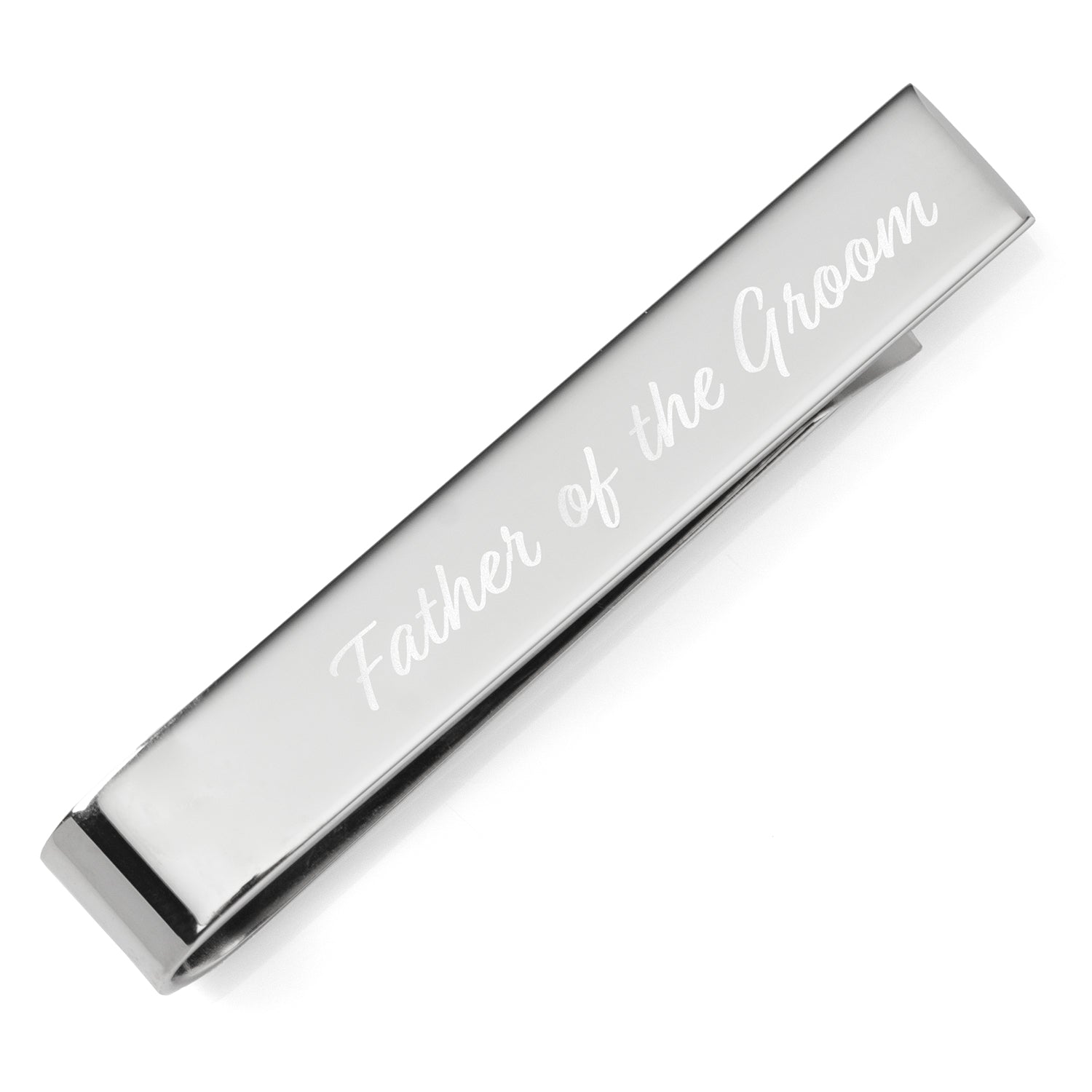 The Cufflinks.com Wedding Title Engravable Tie Bar, personalized with “Father of the Bride” and “March 15, 2025,” makes a thoughtful groomsmen gift or keepsake for your wedding day.
