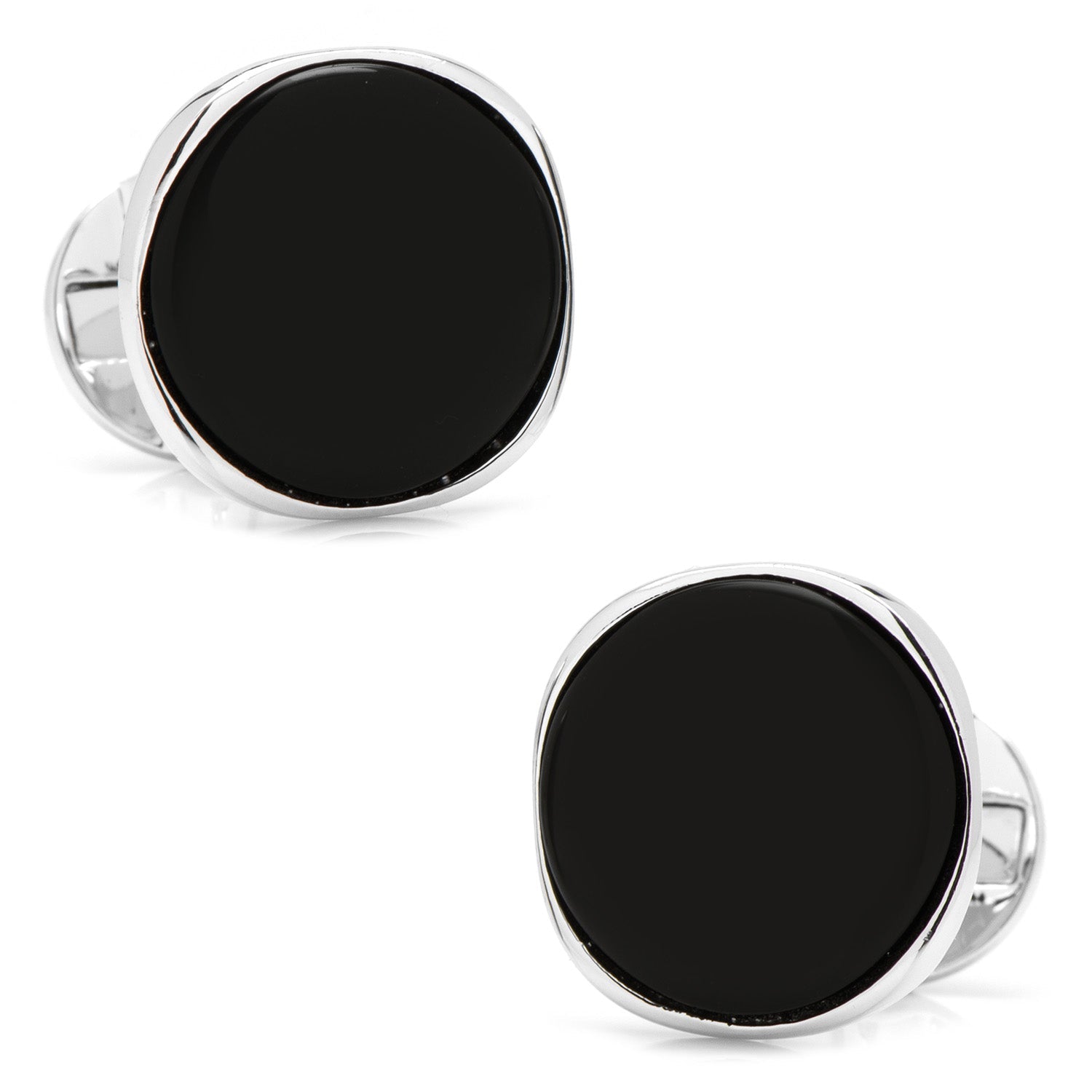 The Sterling Silver Classic Formal Onyx Cufflinks by Cufflinks.com feature oval-shaped onyx faces and are elegantly displayed on a white background.
