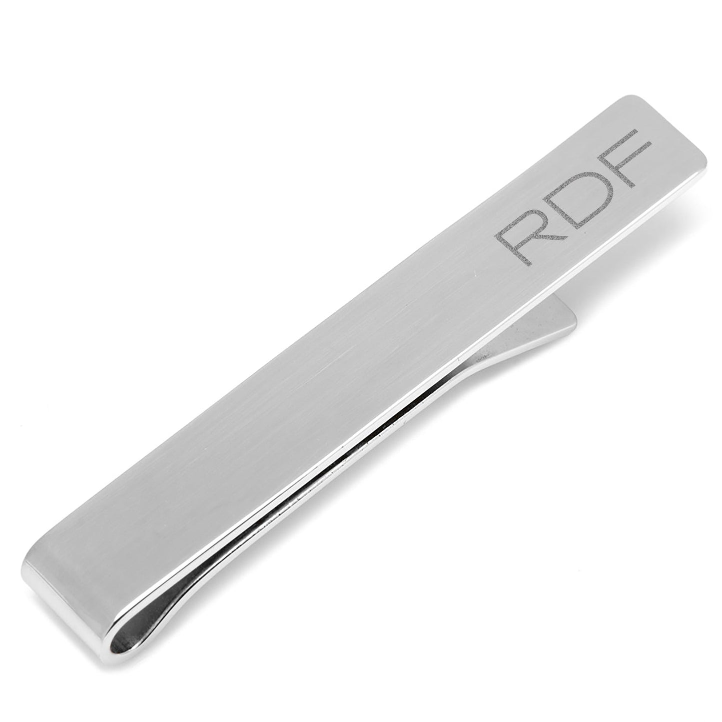 The Sterling Silver Engravable Tie Bar by Cufflinks.com is shown on a white background, perfect for men's ties and customizable with your engraving.