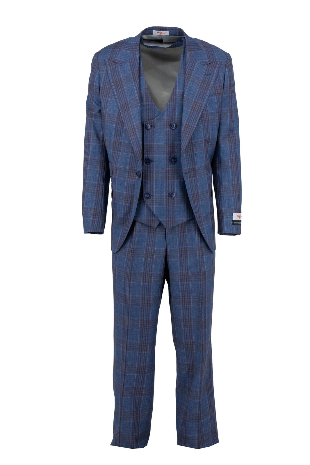 Tiglio Rosso Bardolino Purple/Grey Plaid Semi Wide Leg  TL26328 (IN STORE)