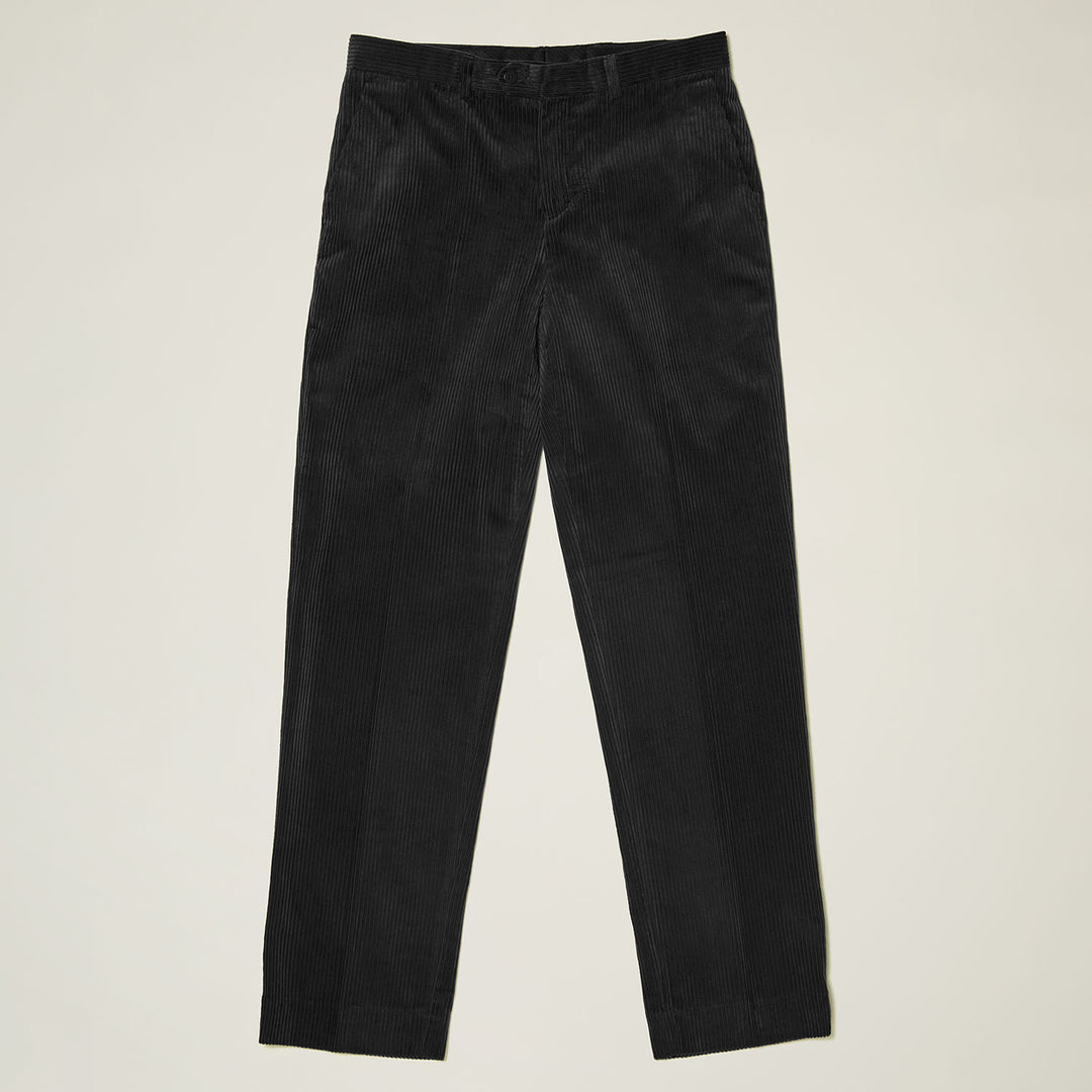 The Inserch Cotton Corduroy Pants P3103-01 Black are modern fit, flat front chino-style pants by Inserch, shown laid flat on a light background.