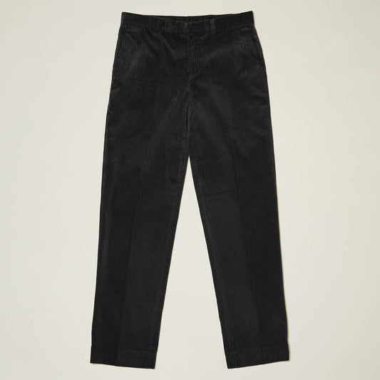 The Inserch Cotton Corduroy Pants P3103-01 Black are modern fit, flat front chino-style pants by Inserch, shown laid flat on a light background.