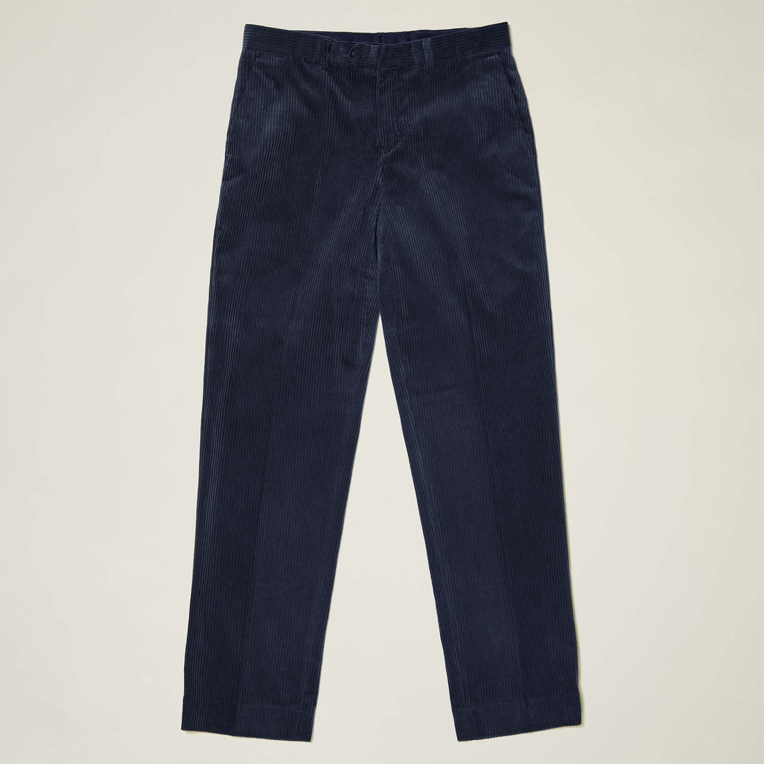 The Inserch Cotton Corduroy Pants P3103-36 Ink by Inserch, featuring a modern fit and flat front, are displayed on a plain, light-colored background.