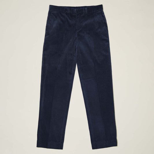 The Inserch Cotton Corduroy Pants P3103-36 Ink by Inserch, featuring a modern fit and flat front, are displayed on a plain, light-colored background.