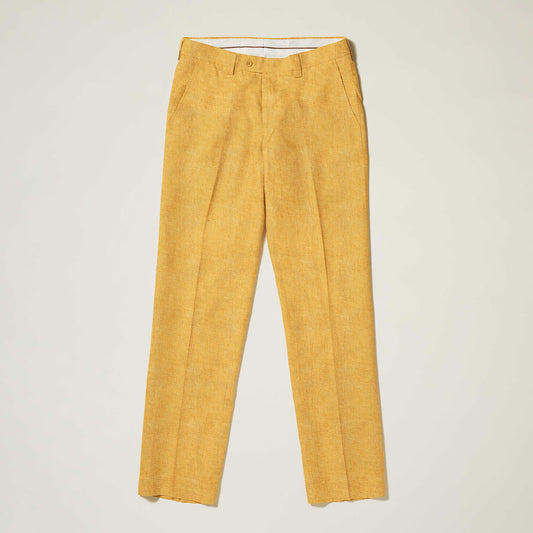 Set against a plain background, the Inserch Linen Pants P3116-00191 Sunburst feature a modern fit crafted from premium linen by Inserch.