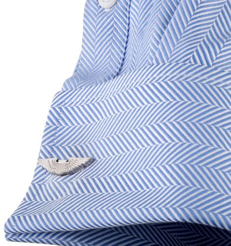 Aviator's Wings Cufflinks by Cufflinks.com feature stylized wing shapes with a central rectangular accent—shown from two angles, they make an ideal pilot gift for aviation enthusiasts.