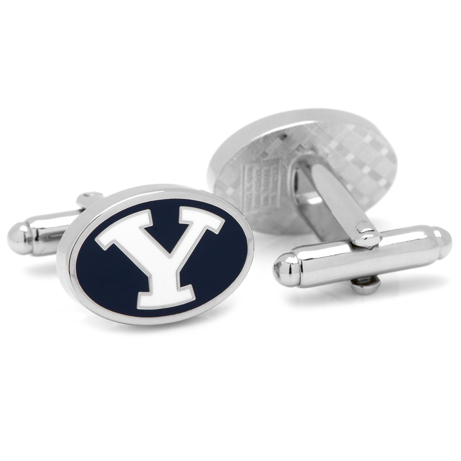 Show off your team pride with Cufflinks.com’s NCAA Brigham Young University Cufflinks, featuring a bold white "Y" on dark blue with silver edging—an ideal addition to any collegiate cufflink collection.