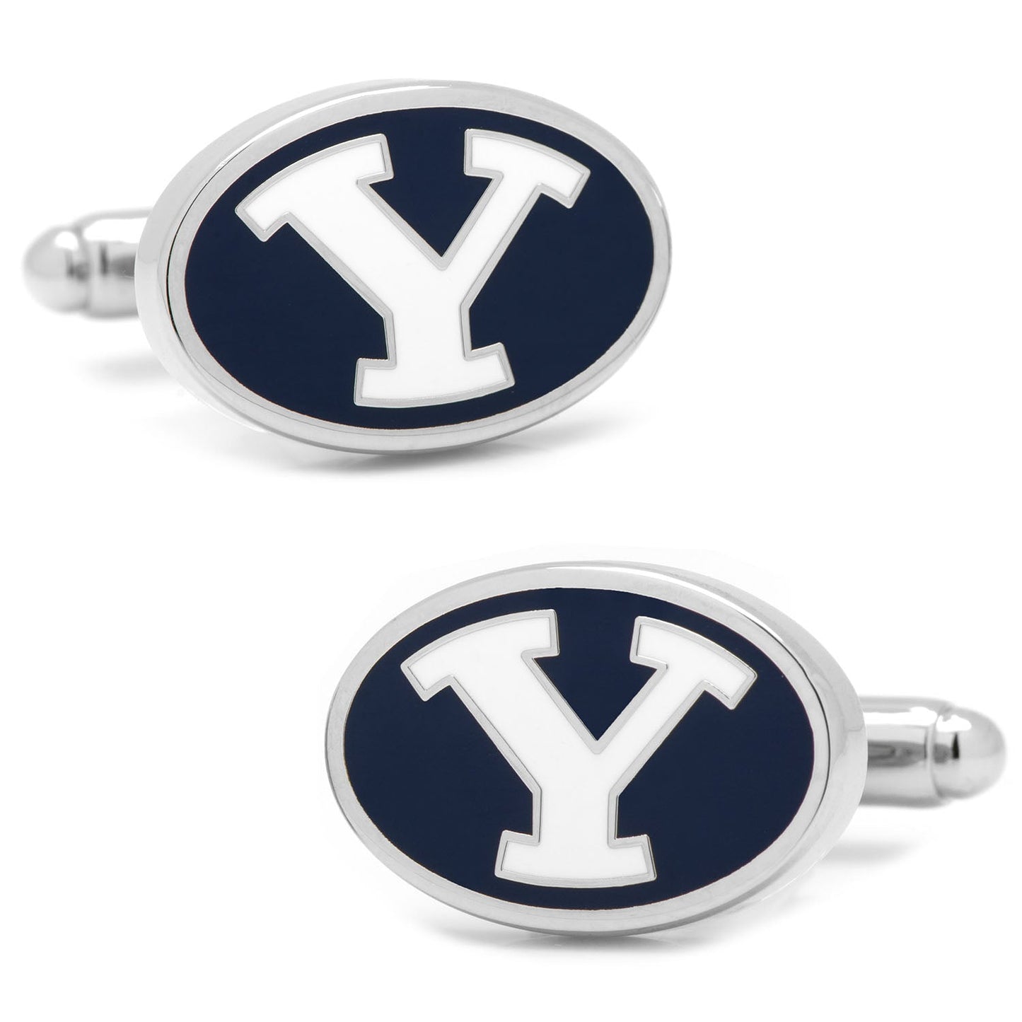 Show off your team pride with Cufflinks.com’s NCAA Brigham Young University Cufflinks, featuring a bold white "Y" on dark blue with silver edging—an ideal addition to any collegiate cufflink collection.