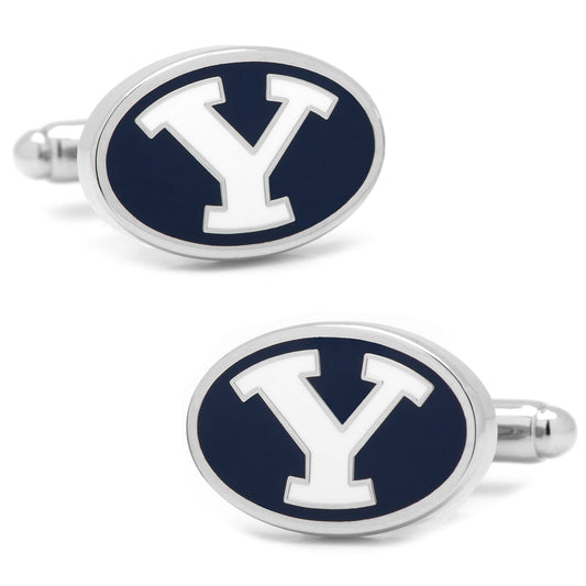 Show off your team pride with Cufflinks.com’s NCAA Brigham Young University Cufflinks, featuring a bold white "Y" on dark blue with silver edging—an ideal addition to any collegiate cufflink collection.